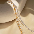 Diamond Tennis Necklace & Bracelet Set Silver 18K Gold Plated