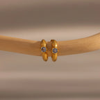 Ribbed Blue Zircon Huggies Silver 18K Gold Plated