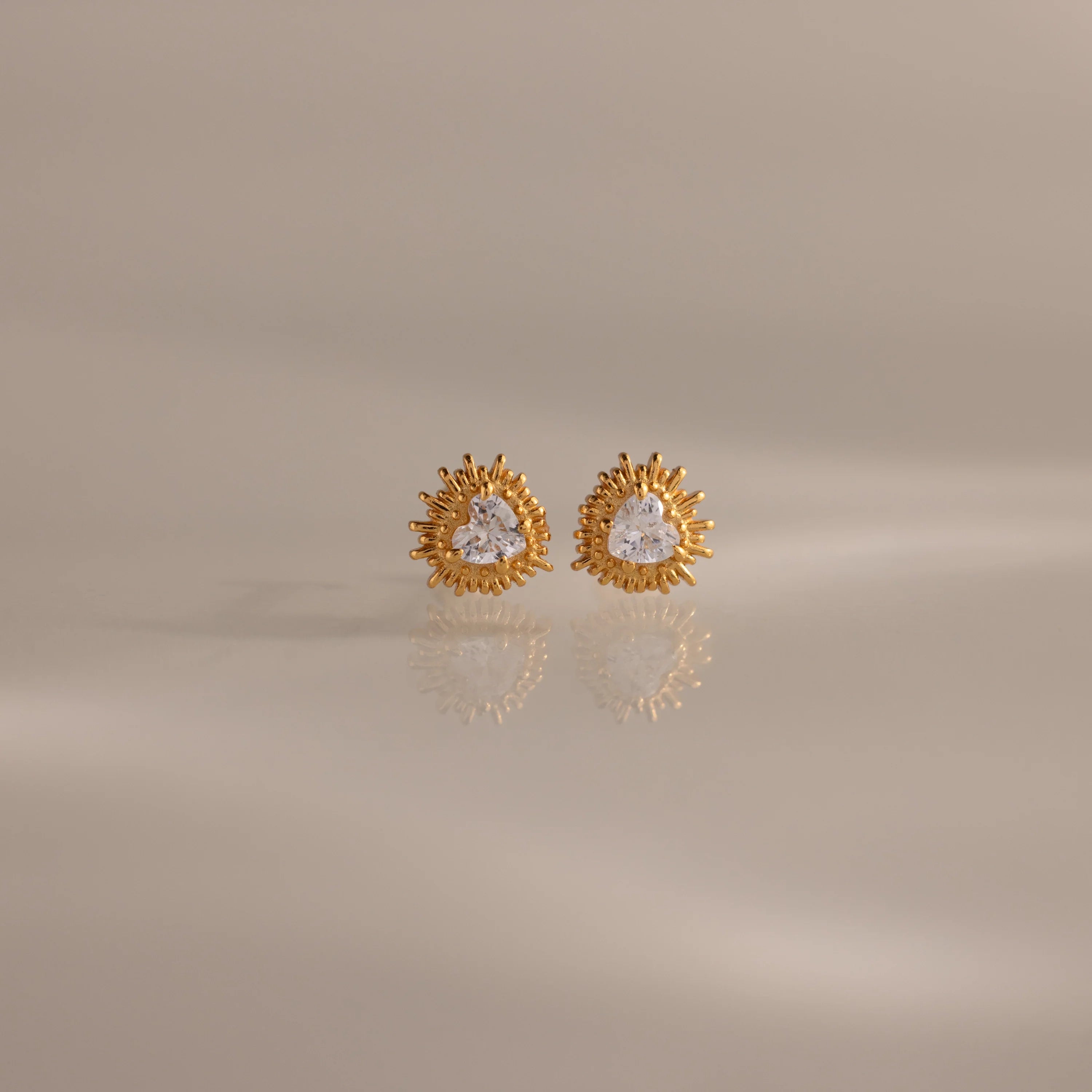 Heart Diamond Flatback Studs Silver 18K Gold Plated