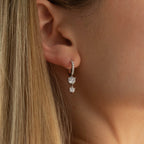 Diamond Pave Drop Huggies Silver 18K Gold Plated