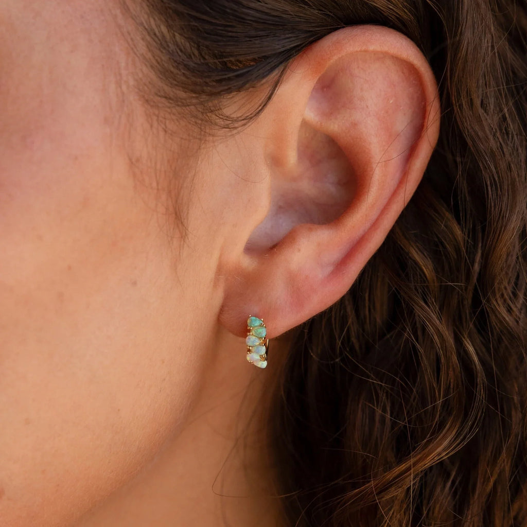 Ombre Opal Huggies Silver 18K Gold Plated