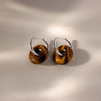 Tiger's Eye Duo Hoops Silver 18K Gold Plated