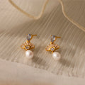 Diamond Aquamarine Pearl Drop Earrings Silver 18K Gold Plated