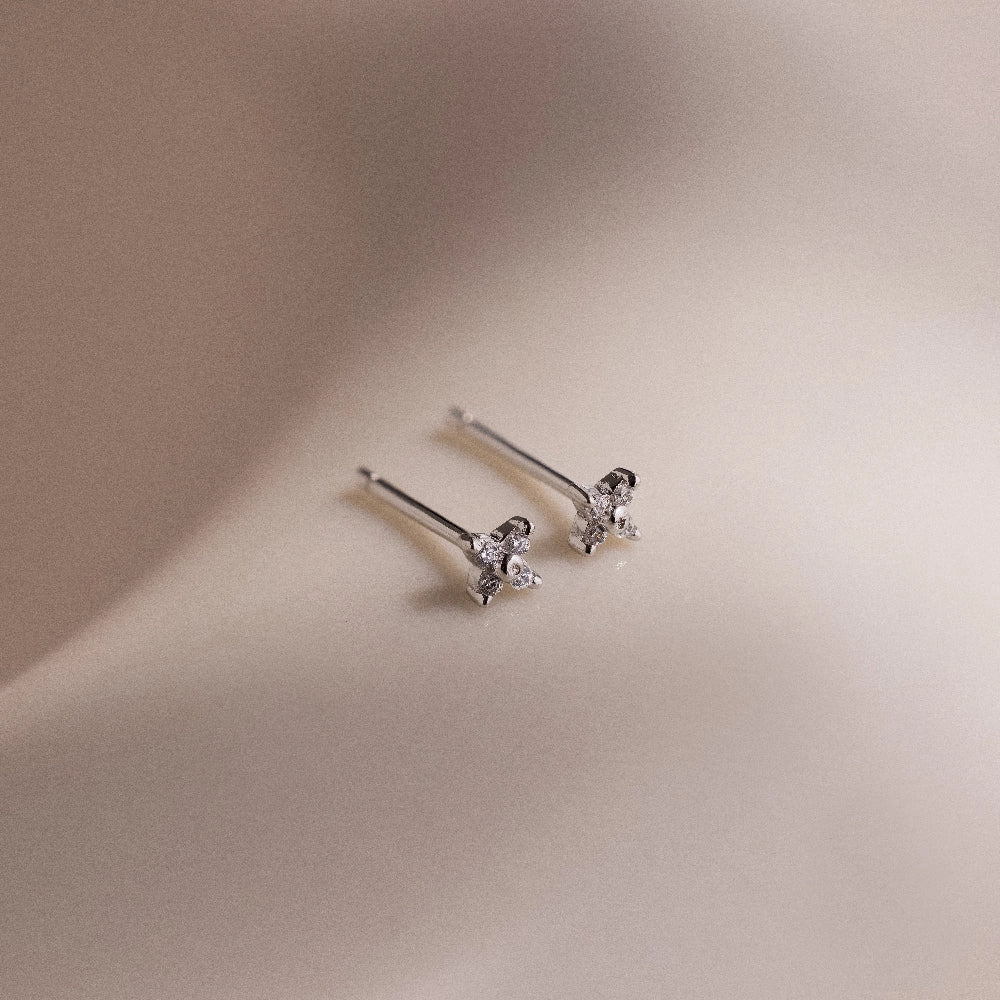 Hera Flower Studs Silver 18K Gold Plated