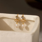 Diamond Aquamarine Pearl Drop Earrings Silver 18K Gold Plated