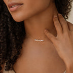Diamond Baguette Bar Necklace Silver 18K Gold Plated