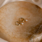 Dainty Pearl Huggies Silver 18K Gold Plated
