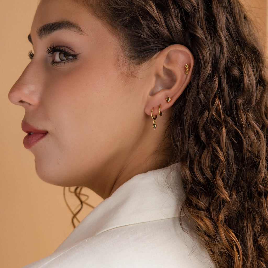 Peridot Earrings Set Silver 18K Gold Plated
