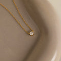 Hexagonal Diamond Charm Necklace Silver 18K Gold Plated
