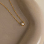 Hexagonal Diamond Charm Necklace Silver 18K Gold Plated