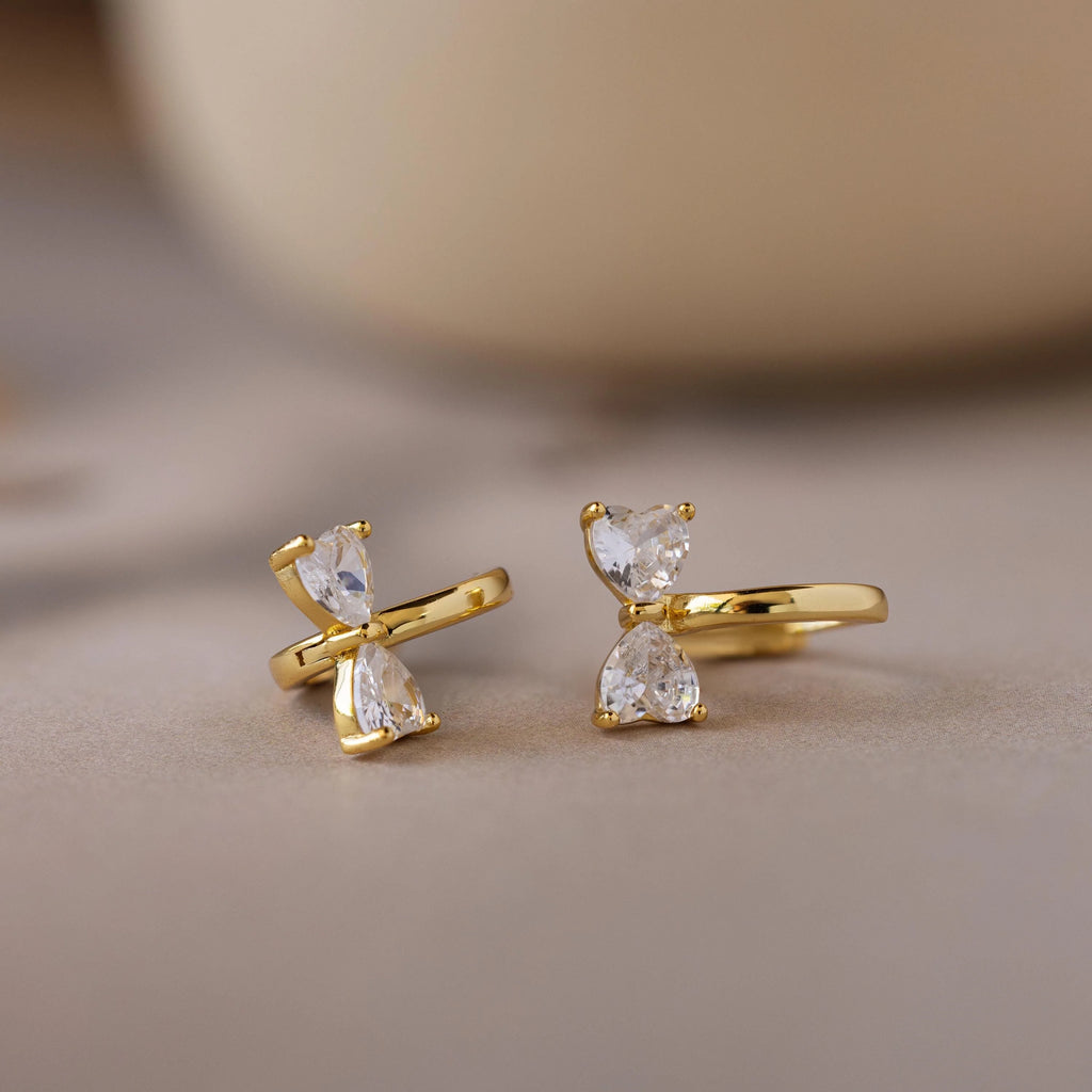 Diamond Bow Huggies Silver 18K Gold Plated