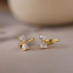 Diamond Bow Huggies Silver 18K Gold Plated