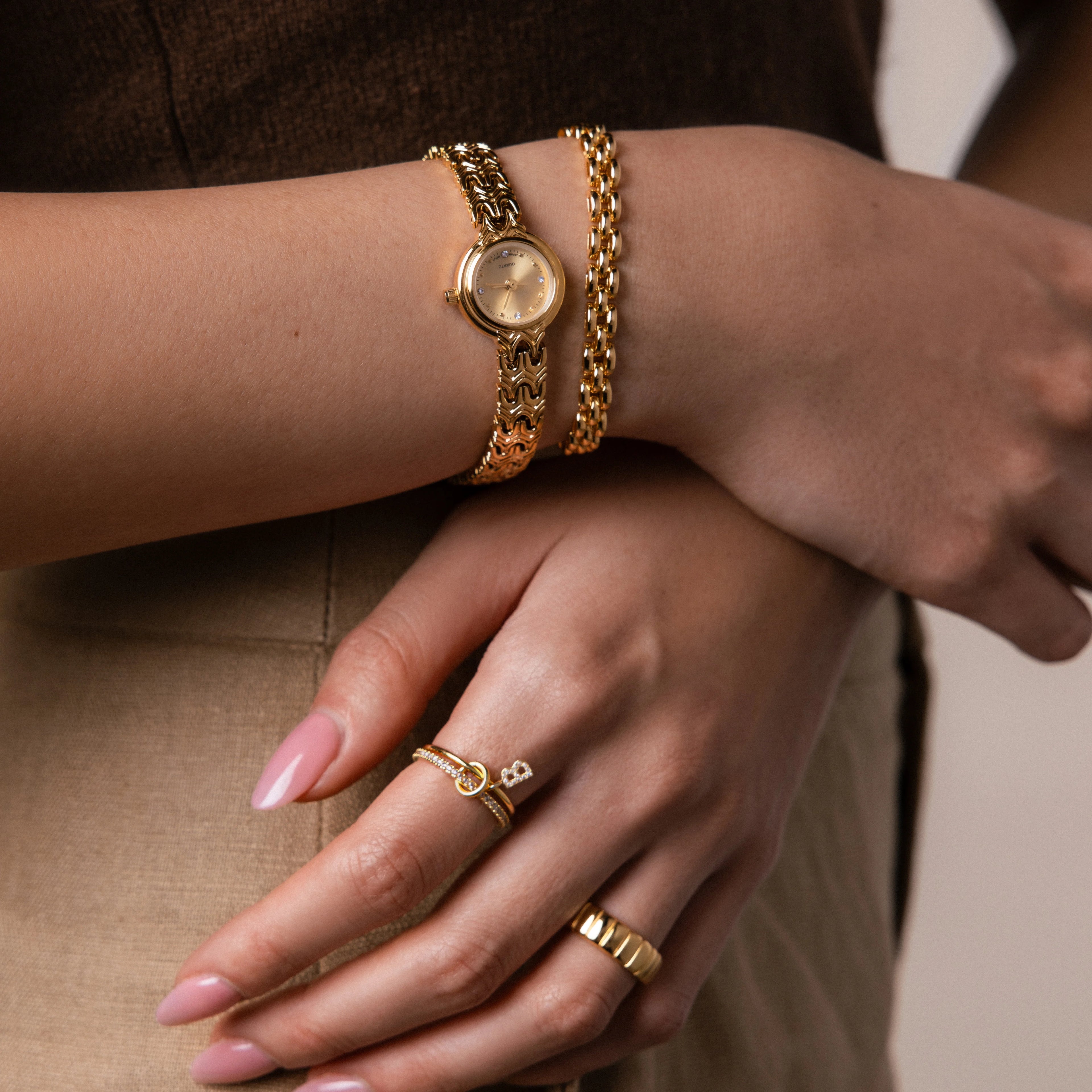 Wavy Link Timepiece Silver 18K Gold Plated