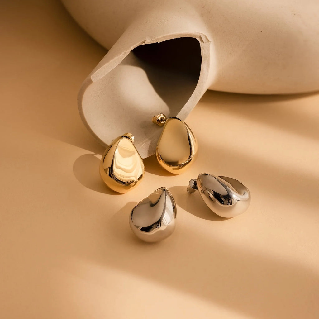Bold Teardrop Studs Silver 18K Gold Plated