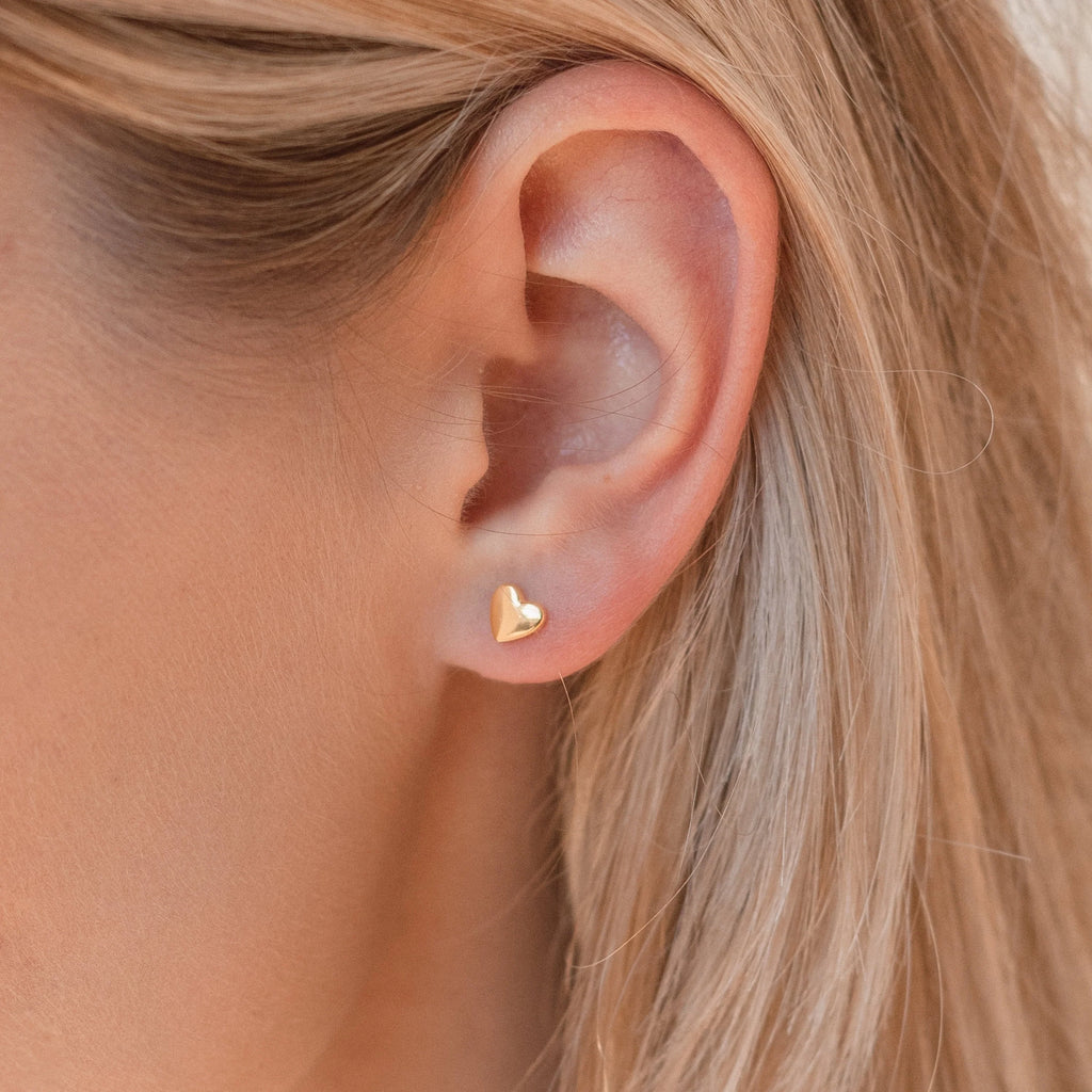Classic Heart Studs Silver 18K Gold Plated