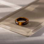 Skinny Tiger's Eye Ring Silver 18K Gold Plated