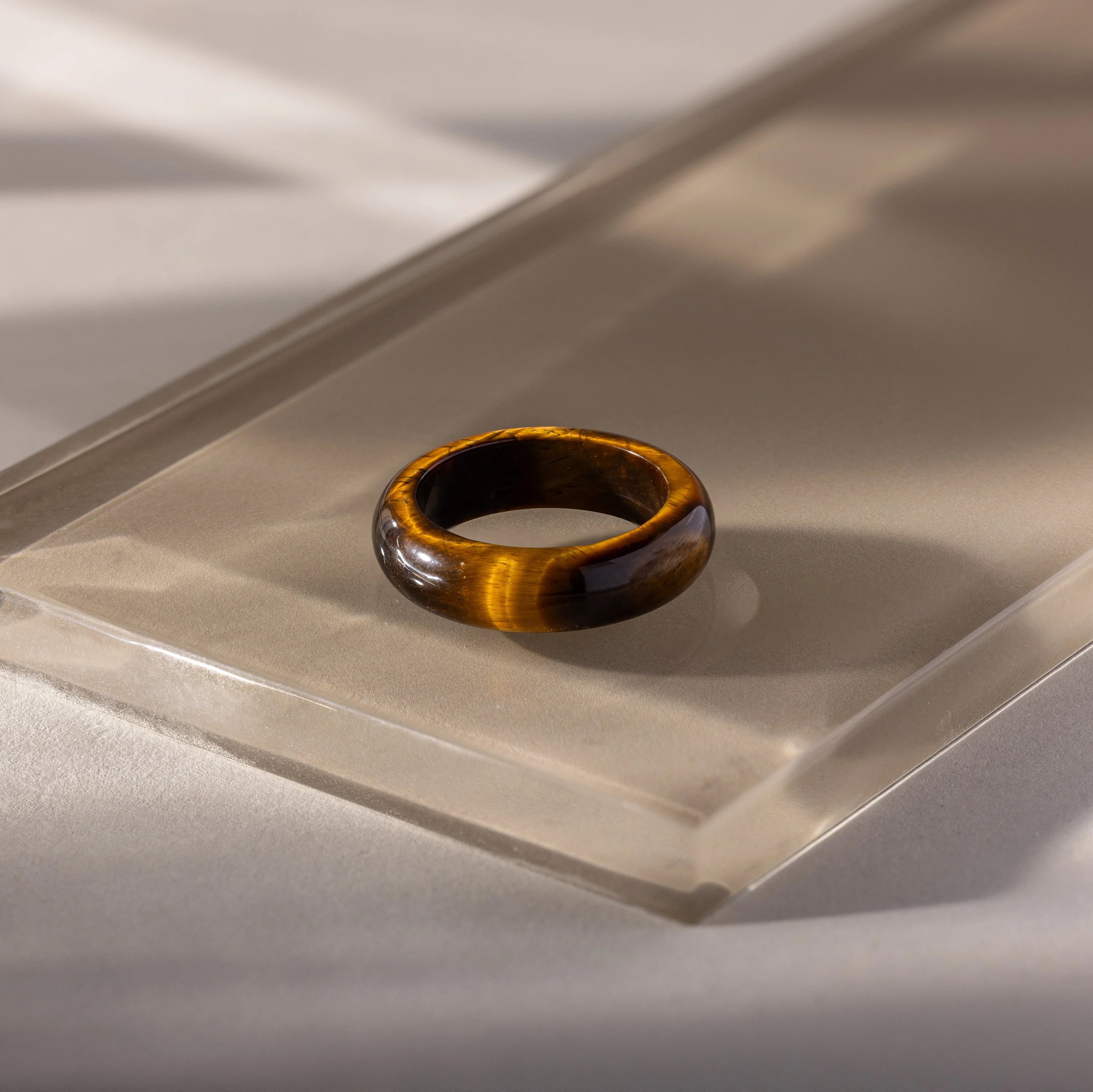 Skinny Tiger's Eye Ring Silver 18K Gold Plated