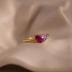 Toi et Moi Teardrop Heart Ring Silver 18K Gold Plated