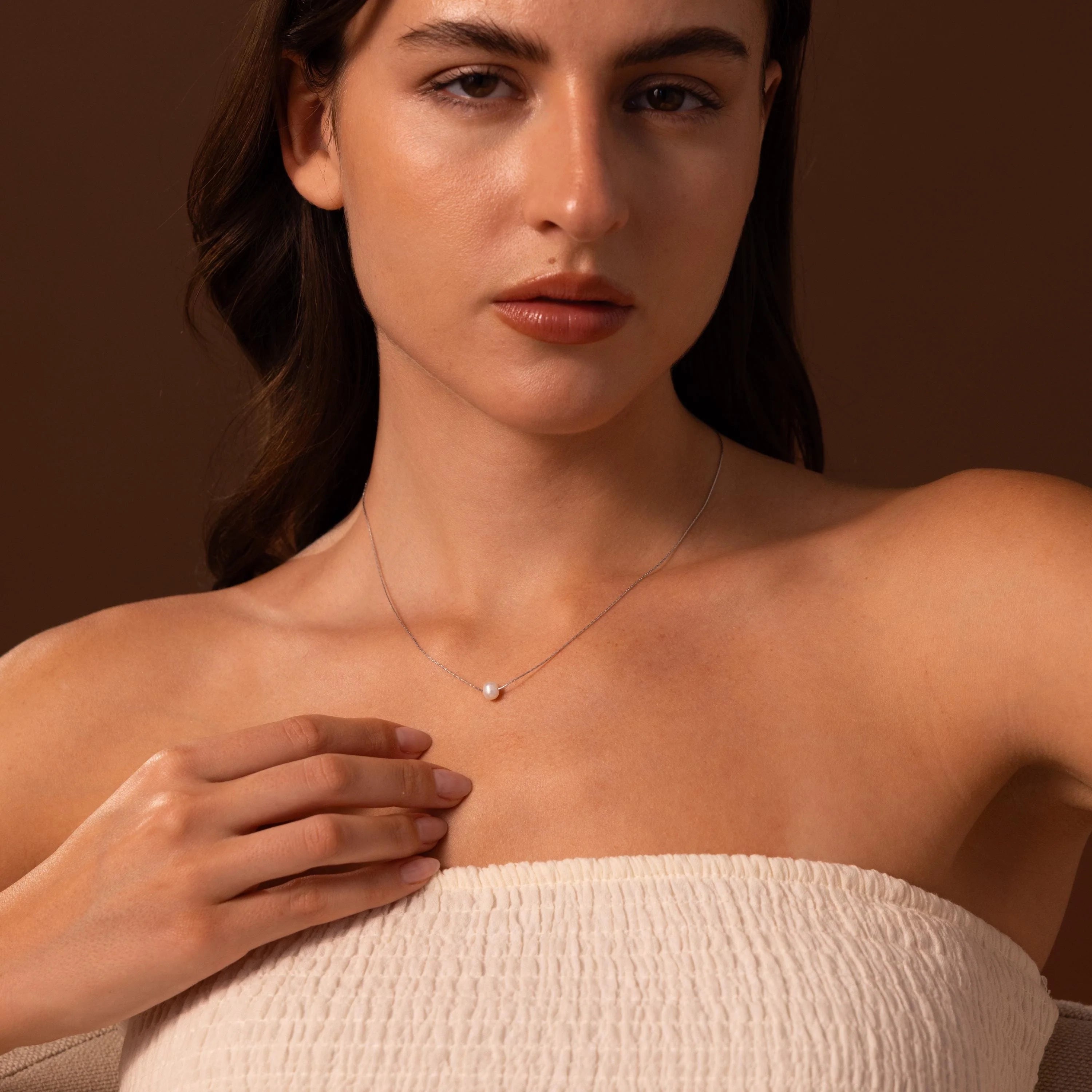 Tiny Pearl Dot Necklace Silver 18K Gold Plated