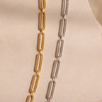 Diamond Link Chain Necklace Silver 18K Gold Plated