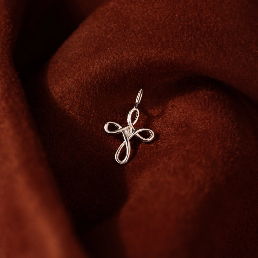 Diamond Infinity Cross Charm Silver 18K Gold Plated