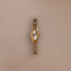 Slim Oval Timepiece in Mixed Metal Silver 18K Gold Plated