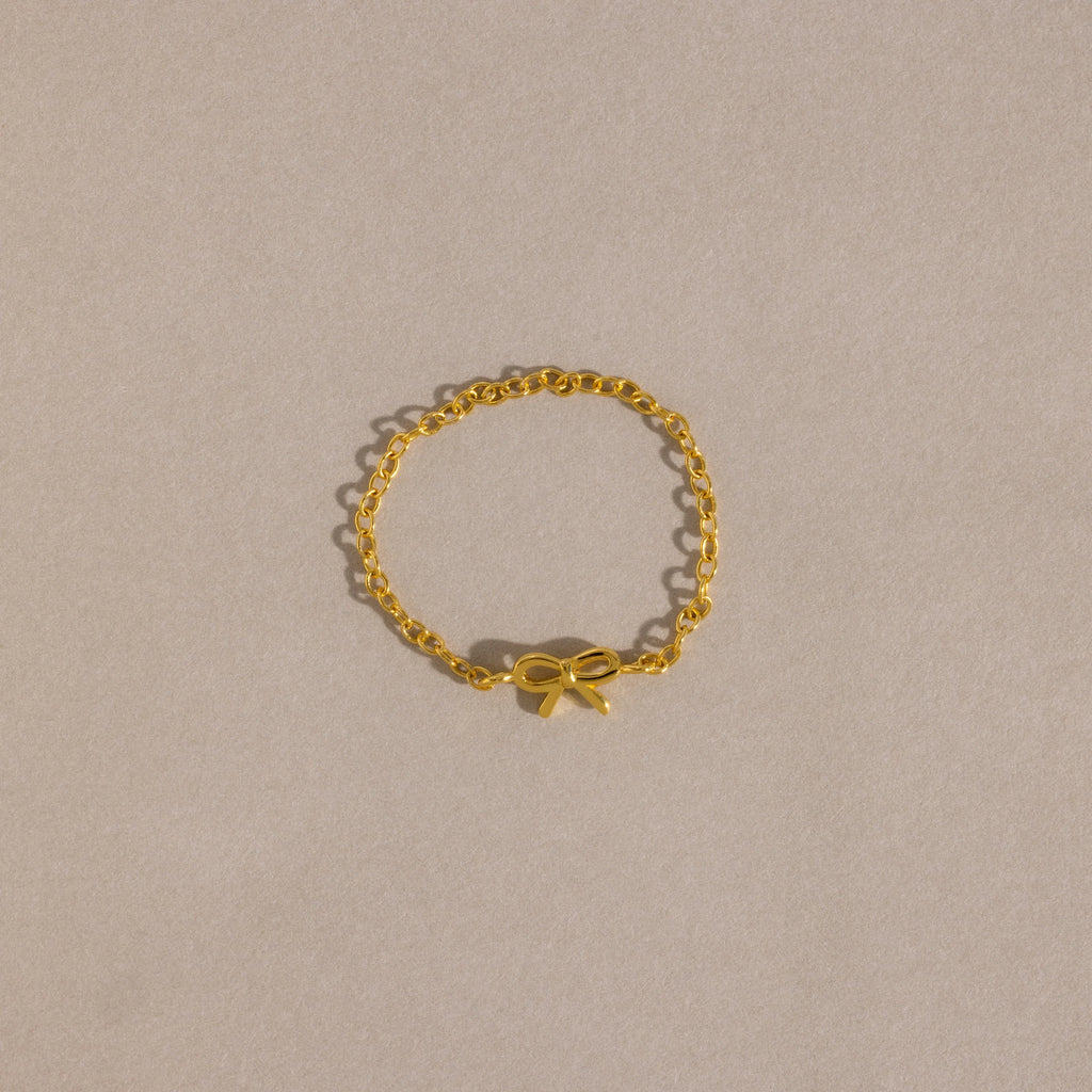 Bow Chain Ring Silver 18K Gold Plated