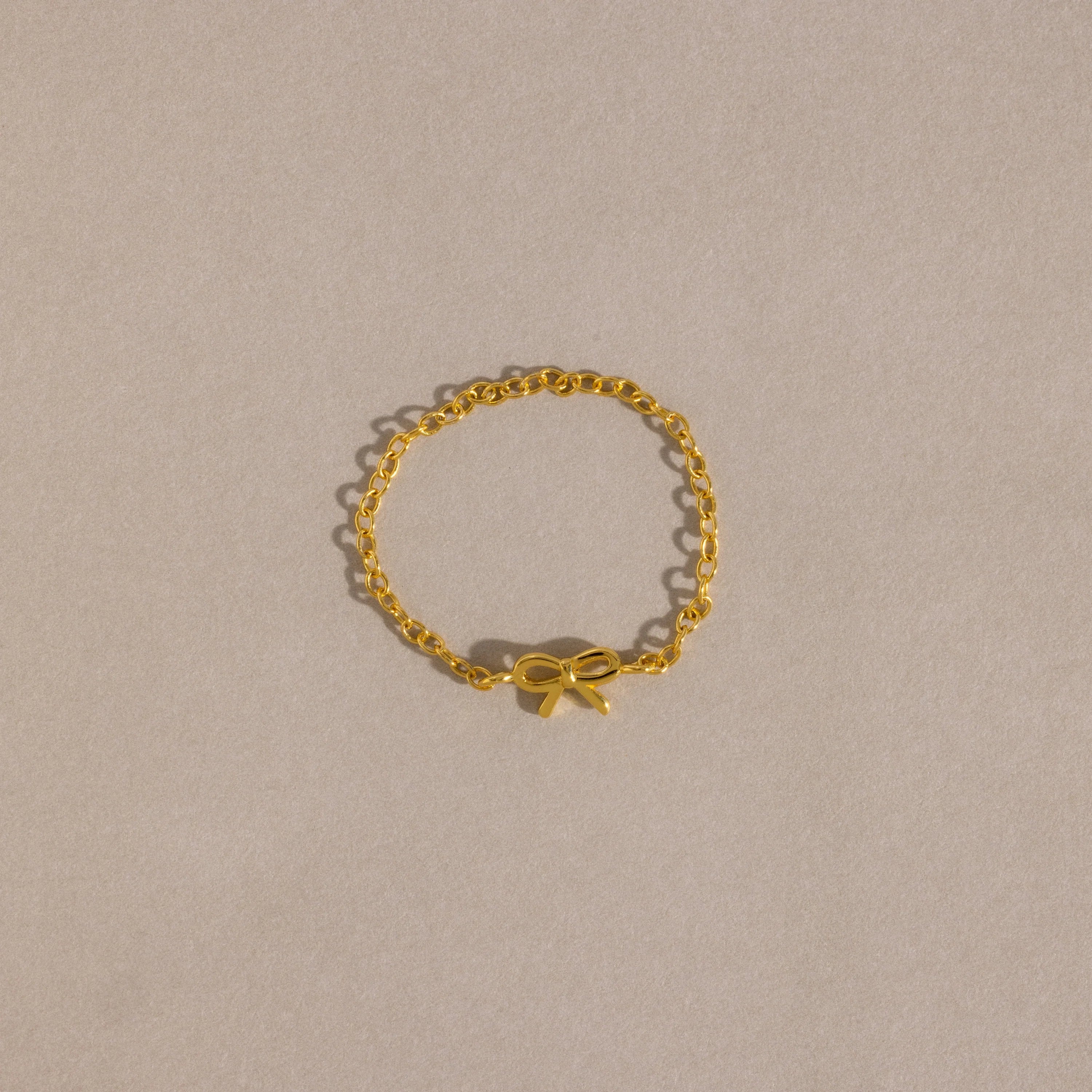 Bow Chain Ring Silver 18K Gold Plated