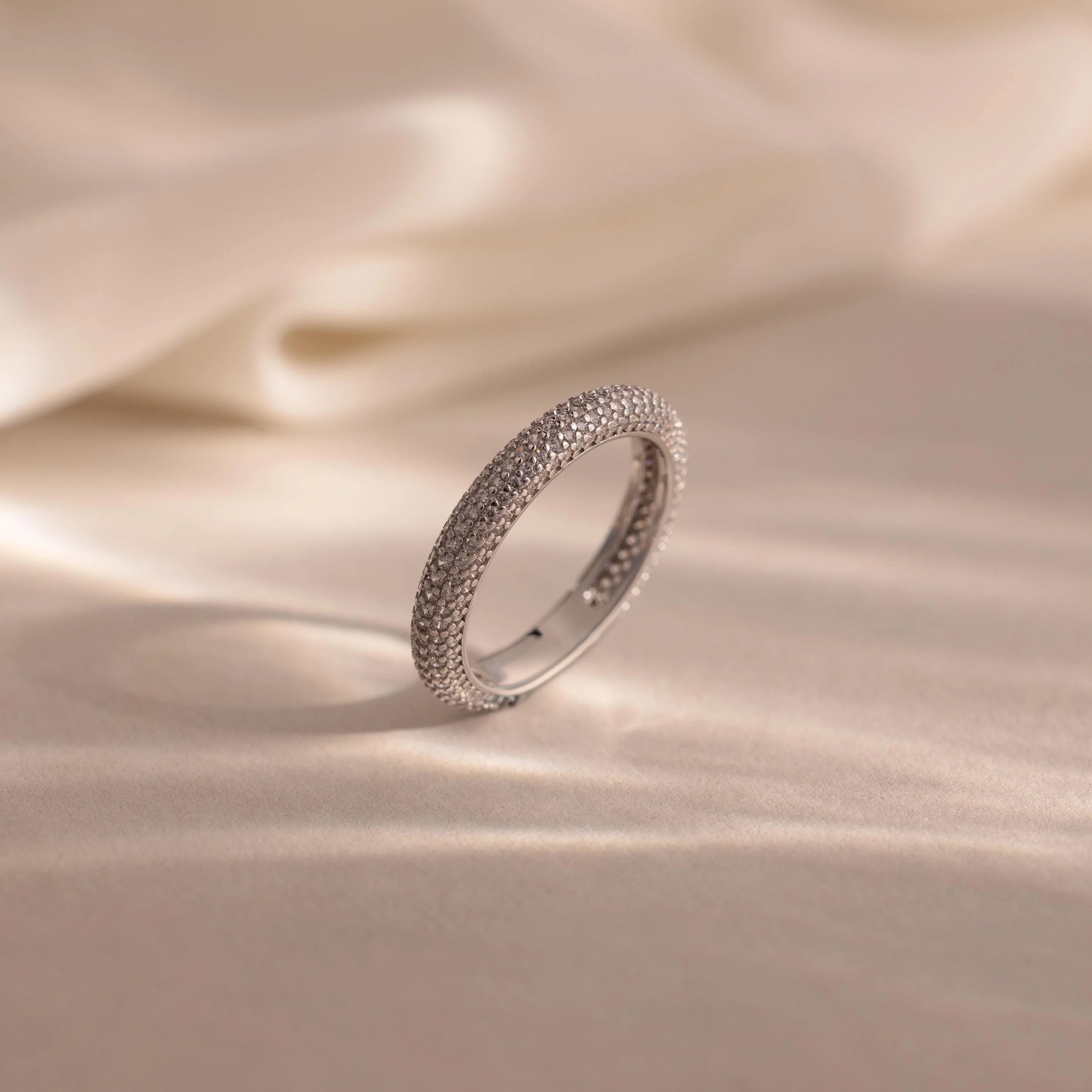 Skinny Pave Stacking Ring  Silver 18K Gold Plated