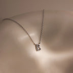 Dainty Bubble Letter Necklace Silver 18K Gold Plated