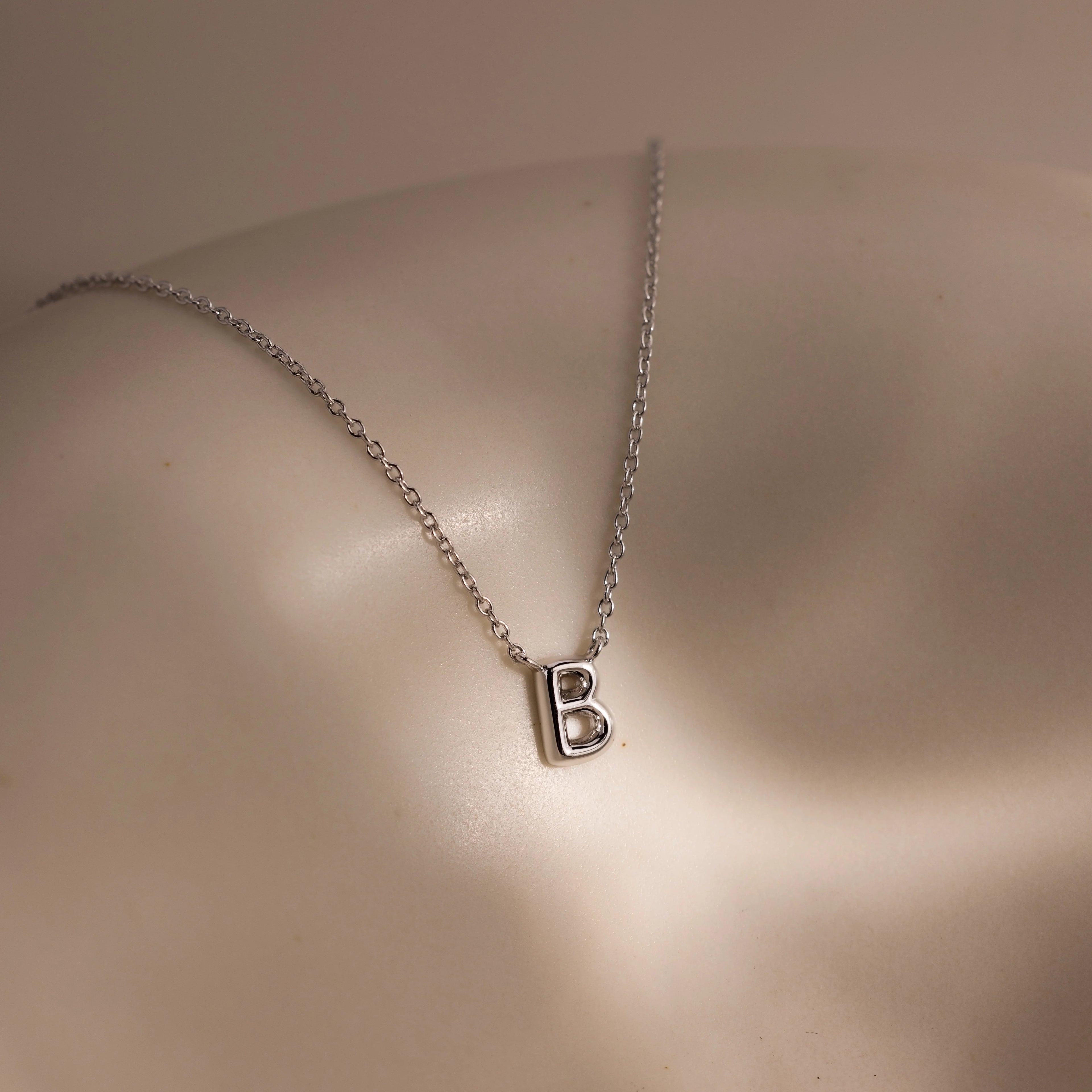 Dainty Bubble Letter Necklace Silver 18K Gold Plated