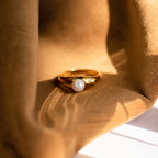 Freshwater Pearl Signet Ring Silver 18K Gold Plated