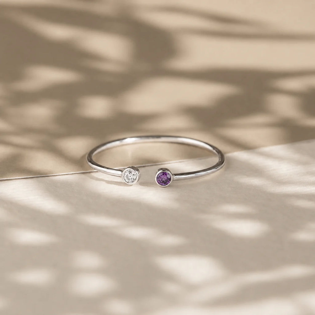 Tiny Dual Birthstone Ring