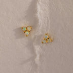 Opal Cluster Flatback Studs Silver 18K Gold Plated