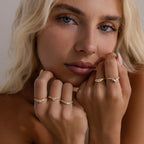 Pave Diamond Curve Ring Silver 18K Gold Plated
