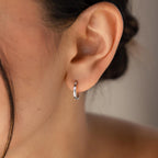 Classic Diamond Sprinkle Huggies Silver 18K Gold Plated