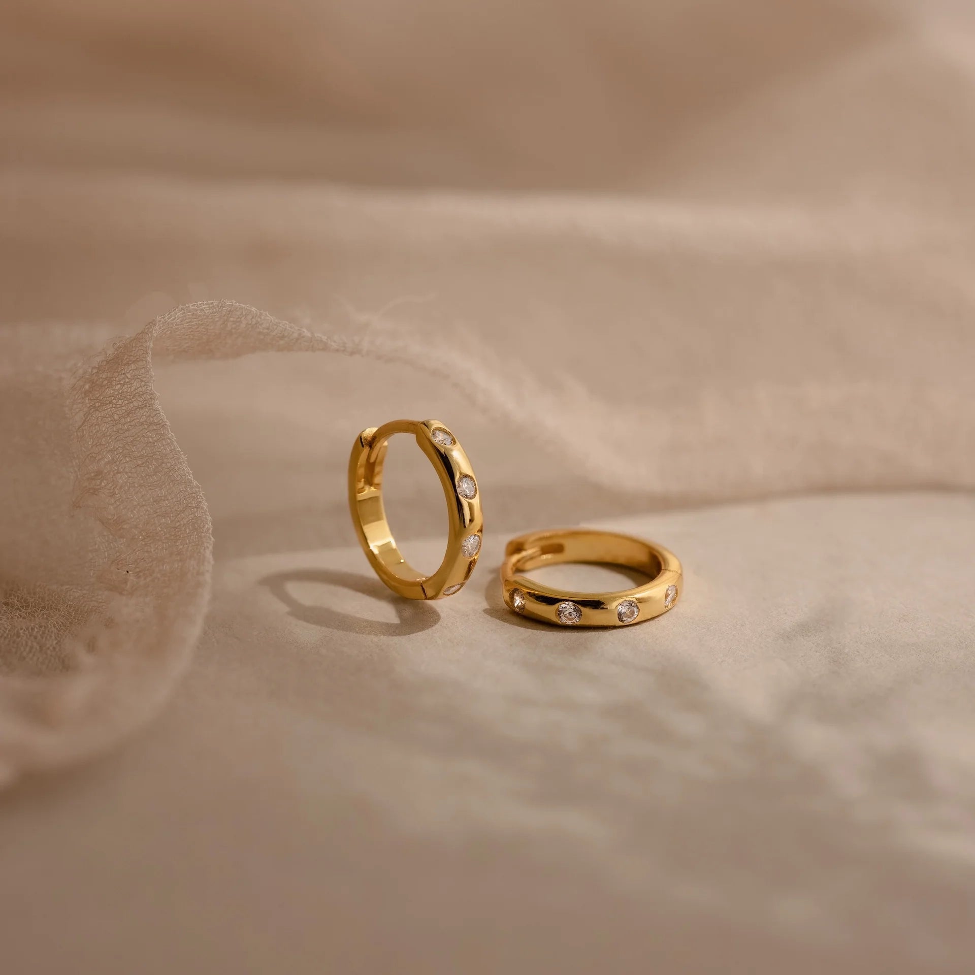 Mini Diamond Sprinkle Huggies Silver 18K Gold Plated