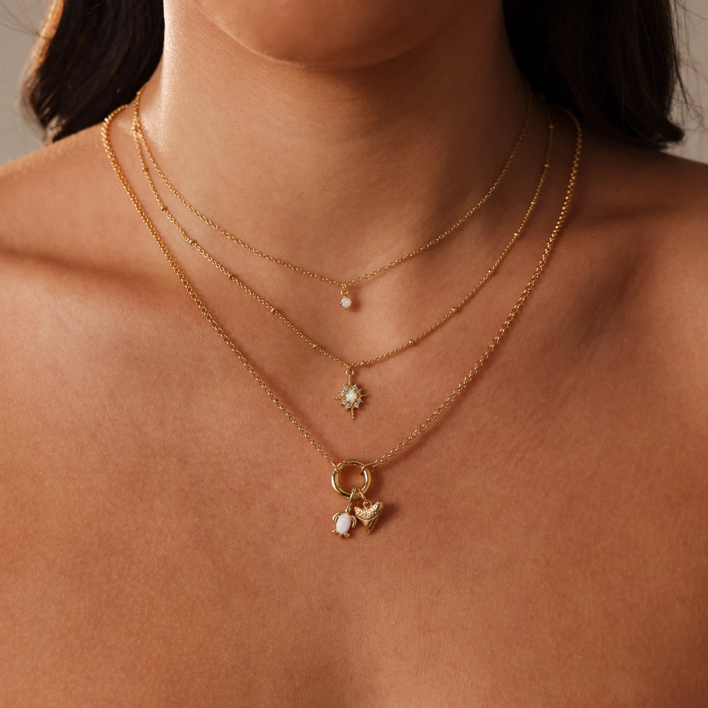 Opal Turtle Charm Silver 18K Gold Plated