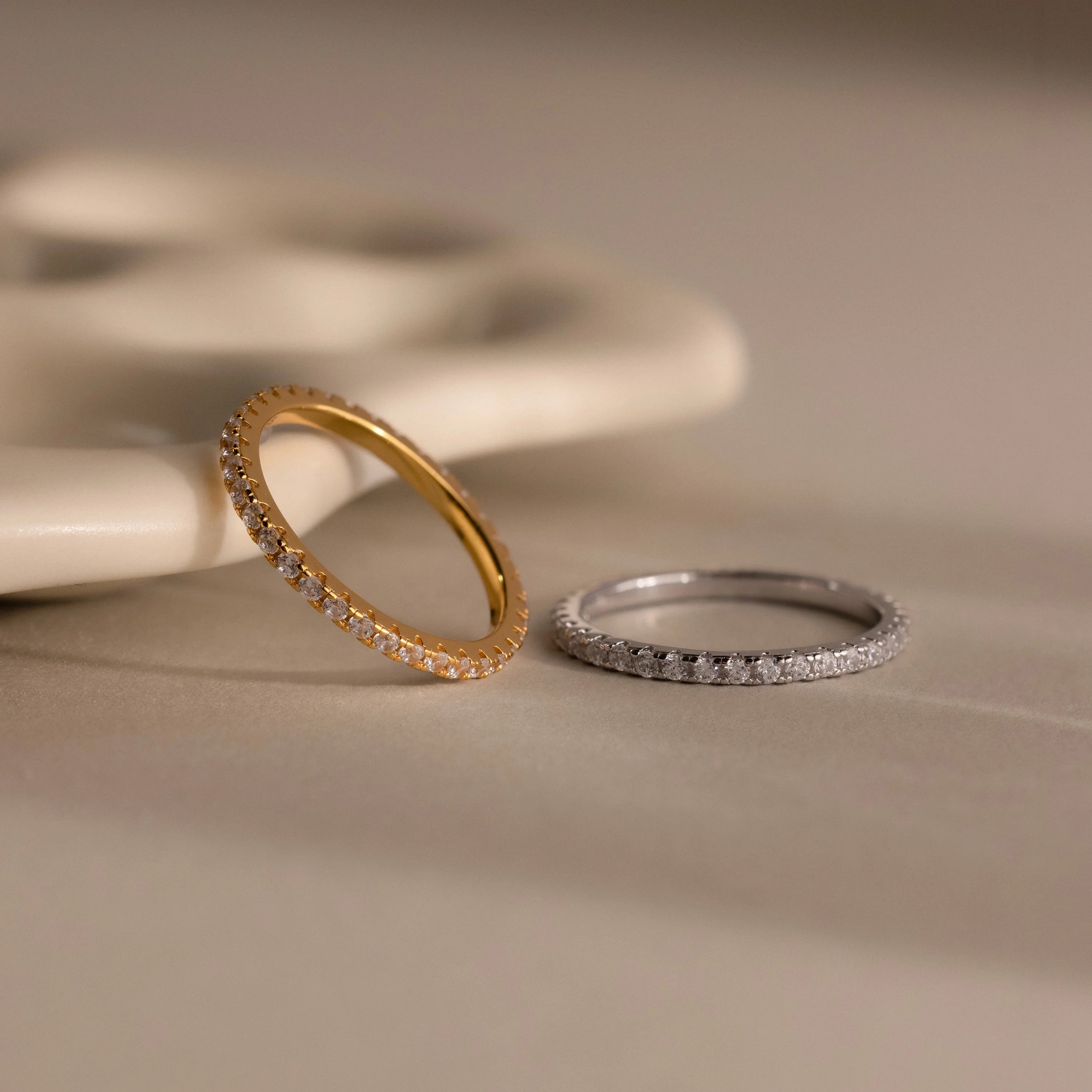 Endless Eternity Diamond Ring Silver 18K Gold Plated