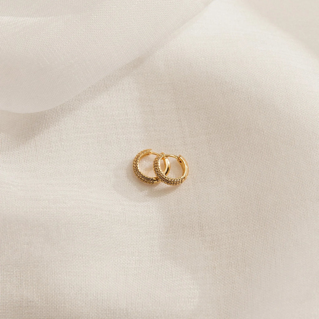 Pave Diamond Huggie Silver 18K Gold Plated