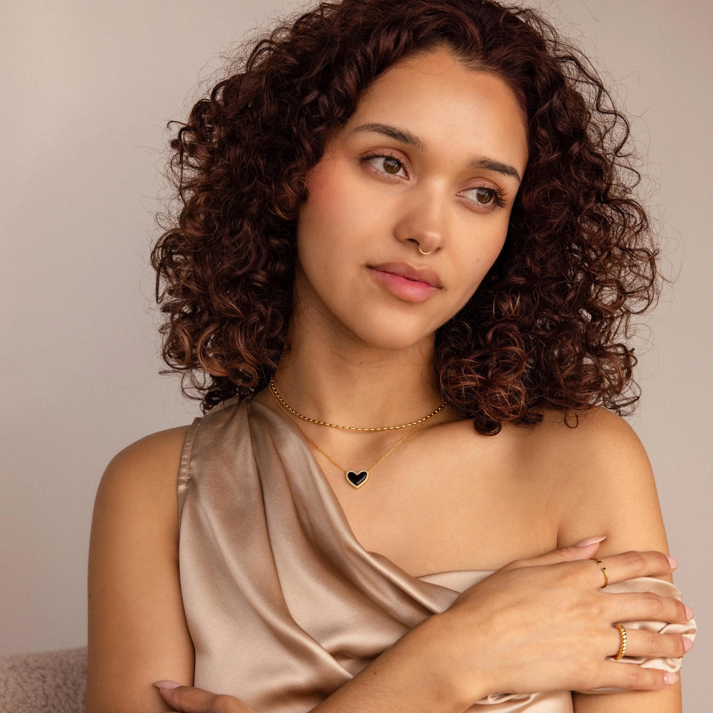 Oval Beaded Necklace Silver 18K Gold Plated