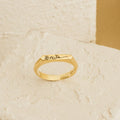 Thin Birth Flower Signet Ring Silver 18K Gold Plated