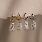 Starry Baroque Pearl Charm Hoops Silver 18K Gold Plated