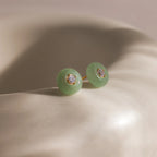 Jade Diamond Studs Silver 18K Gold Plated