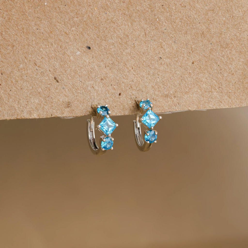 Aquamarine Huggie Hoops