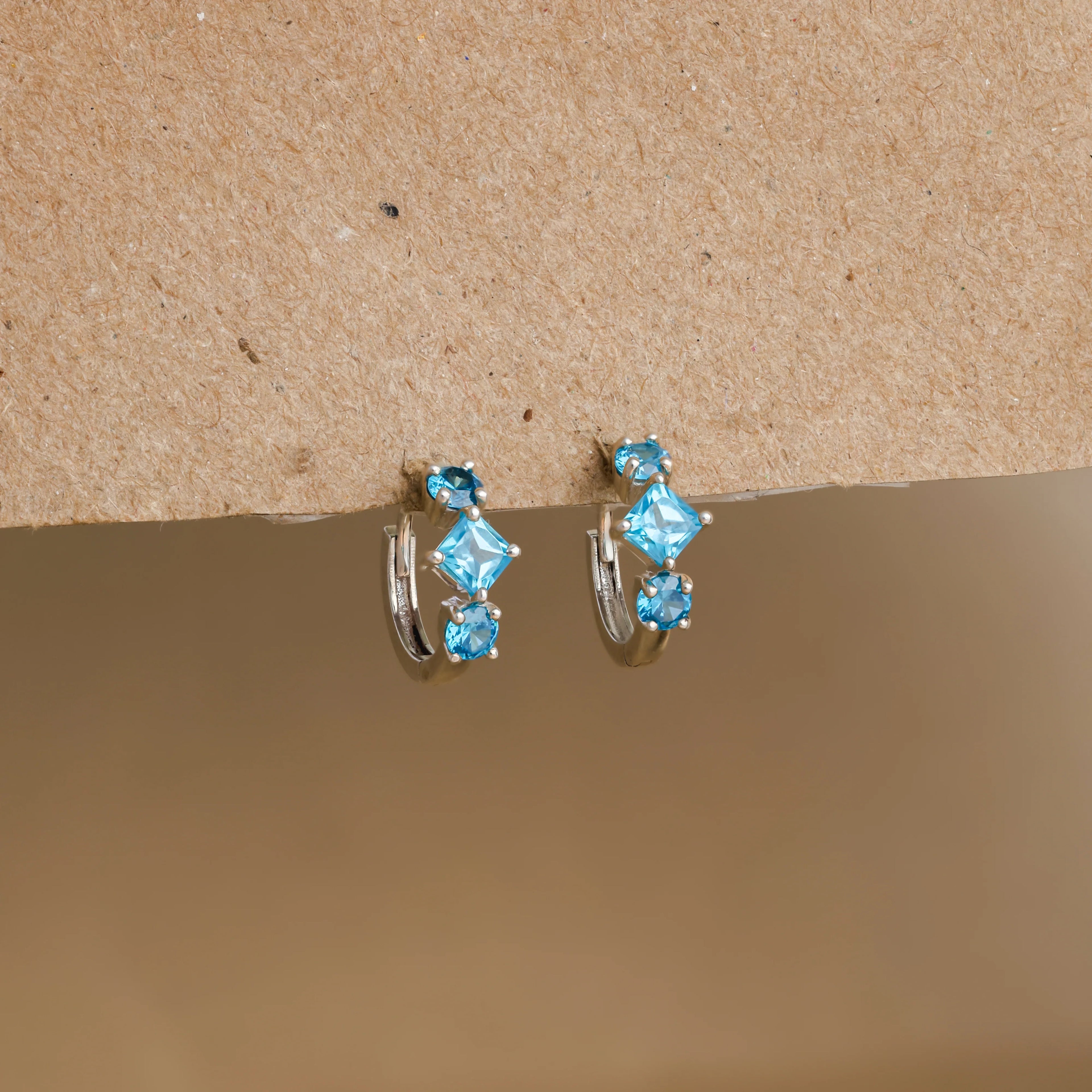 Aquamarine Huggie Hoops