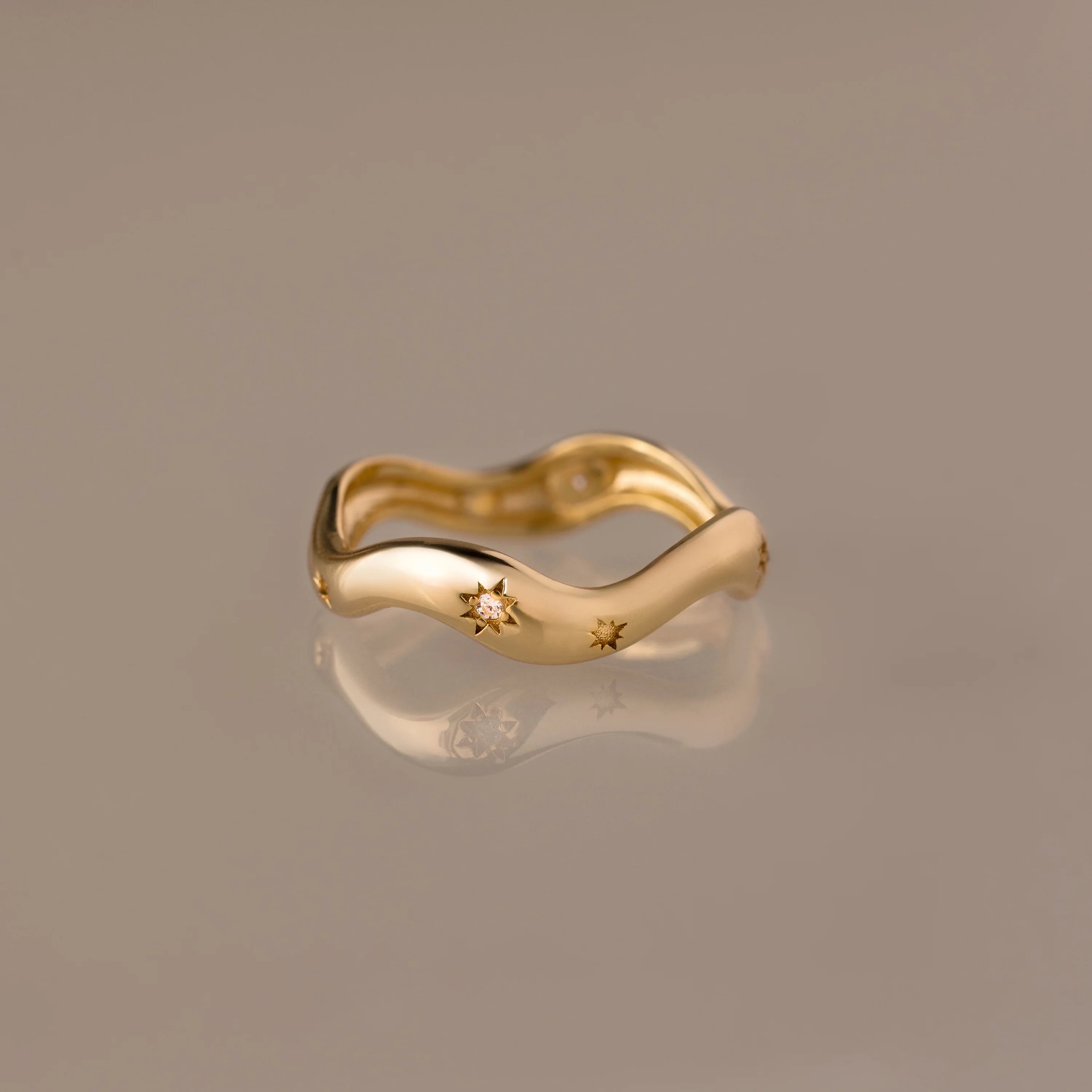 Diamond Celestial Ring Silver 18K Gold Plated
