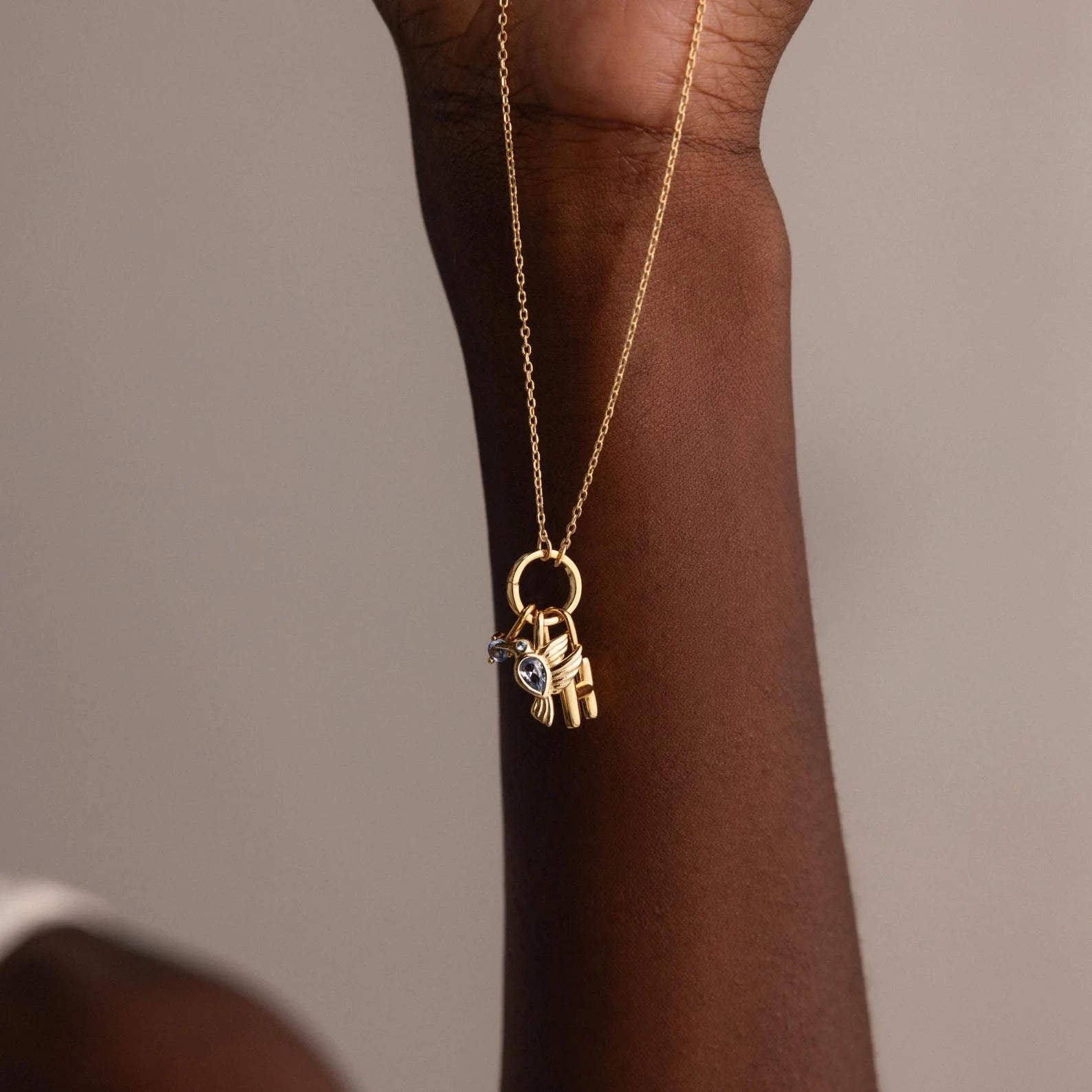 Hummingbird Charm Silver 18K Gold Plated