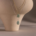 Diamonds Celestial Aventurine Pendant Necklace Silver 18K Gold Plated