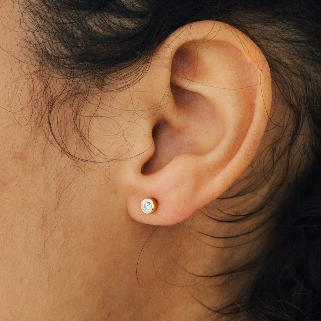 Jane Diamond Studs Silver 18K Gold Plated